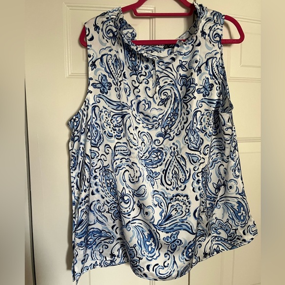 Talbots Ruffle Rounded Neck Sleeveless Blouse - Picture 5 of 5